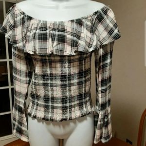 Almost Famous Super Cute Plaid Top- NWT
